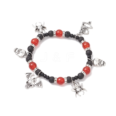 Halloween Alloy Charm Bracelets BJEW-TA00676-1