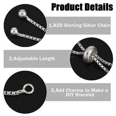 2Pcs 925 Sterling Silver Box Chain with Stop Beads & Loops STER-BBC0006-53-1