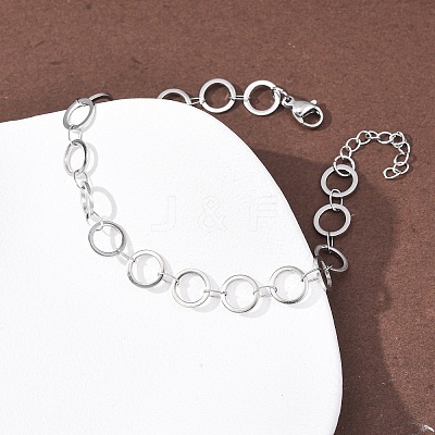 304 Stainless Steel Ring Link Chain Bracelets BJEW-P373-02B-P-1