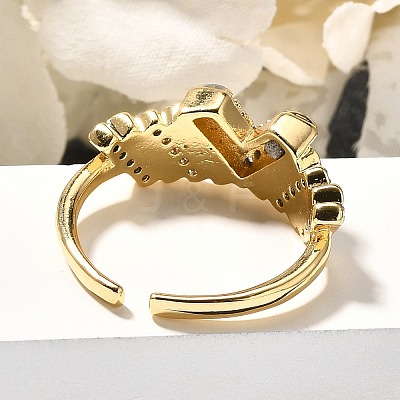 Brass Micro Pave Clear Cubic Zirconia Cuff Rings RJEW-U035-08GP-1