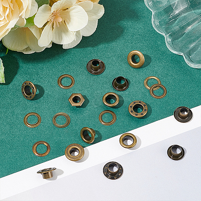 200Pcs 4 Styles Brass Grommet Eyelet Findings for Shoes KK-WR0001-22-1