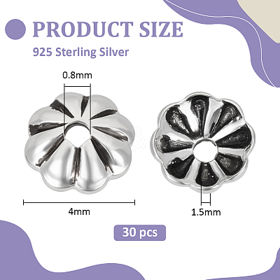 30Pcs Retro 925 Sterling Silver Bead Caps STER-BC0004-11-1