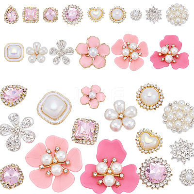 30Pcs 15 Styles Resin Rhinestone & Alloy Cabochons DIY-NB0014-60-1