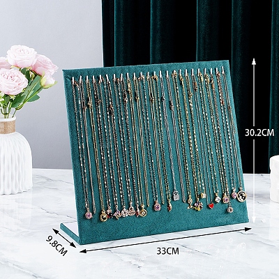 Velvet Necklace Organizer Display Stands for 24 Necklaces PW-WG61009-02-1