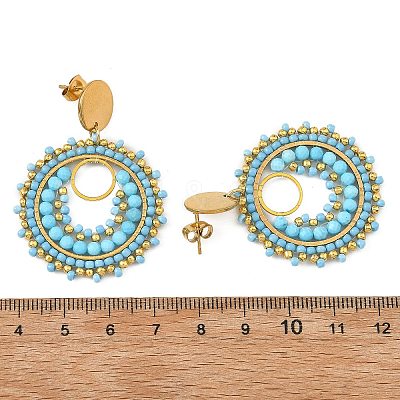 304 Stainless Steel with Glass Seed Beads Stud Earrings EJEW-MZ00761-1