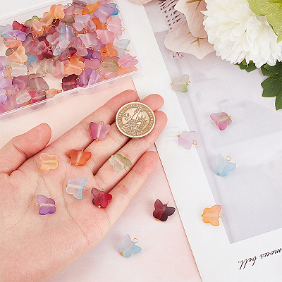 100Pcs Frosted Two Tone Spray Painted Transparent Acrylic Pendants FIND-DC0002-10-1