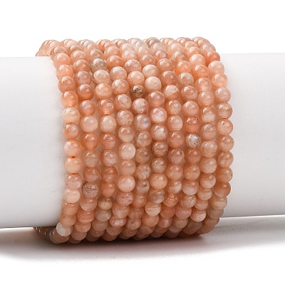 Natural Sunstone Beads Strands G-K423-A02-4mm-1