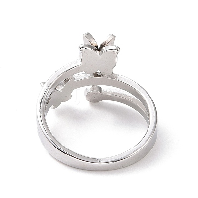 Crystal Rhinestone Butterfly Finger Ring RJEW-D120-09B-P-1
