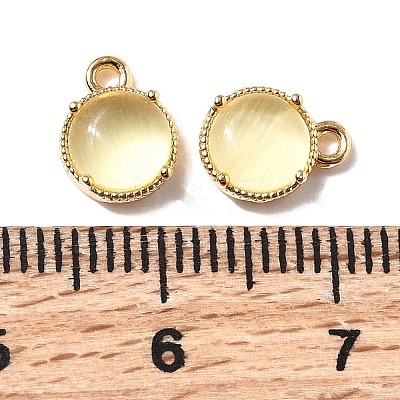 Flat Round Brass Charms KK-D024-03E-G-1