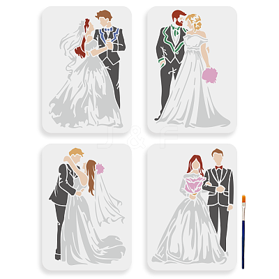 1 Set Wedding Theme PET Hollow Out Drawing Painting Stencils DIY-MA0004-94-1
