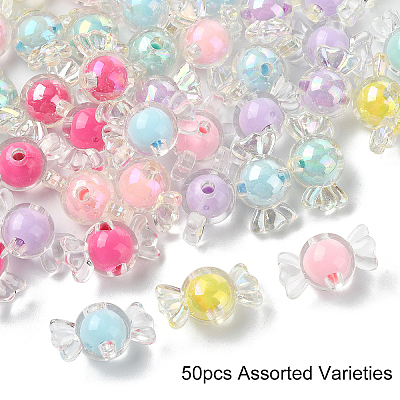 50Pcs Transparent Acrylic Beads TACR-YW0002-25-1