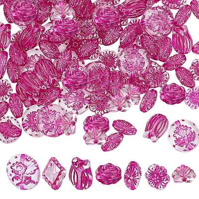 Fuchsia Transparent Acrylic Beads TACR-AR0001-28-1
