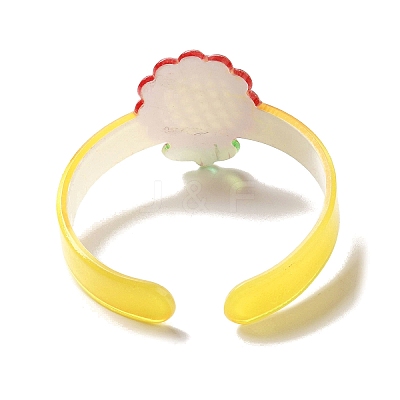 Flower Resin Cuff Bangle for Children BJEW-Q774-01E-1