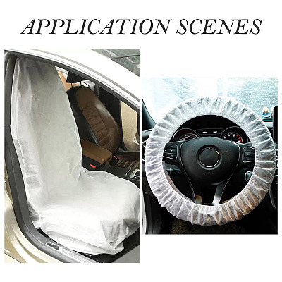 Disposable Non-woven Fabrics Car Seat & Steering Wheel Cover Sets AJEW-TAC0034-14-1