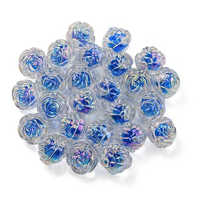 UV Plating Rainbow Iridescent Acrylic Beads OACR-P010-20I-1