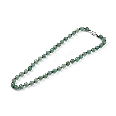 8mm Faceted Round Natural Green Aventurine Beaded Necklaces NJEW-F327-01A-02-1