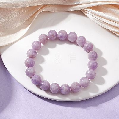 Natural Lavender Amethyst Round Beads Stretch Bracelets for Women BJEW-JB12127-01-1