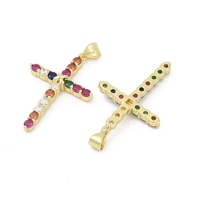 Brass Micro Pave Cubic Zirconia Pendants KK-D317-105G-1