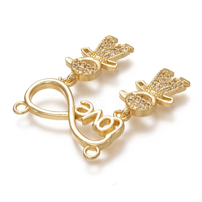 Brass Micro Pave Clear Cubic Zirconia Pendant Links ZIRC-C020-33G-1