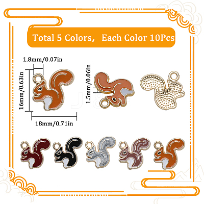 50Pcs 5 Colors Alloy Enamel Pendants ENAM-SC0004-07-1