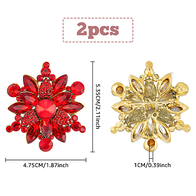 2Pcs Rhinestone Flower Brooch Pin JEWB-HY0001-10B-1