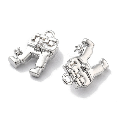 Rack Plating Brass Clear Cubic Zirconia Pendants KK-M102-21P-A-1