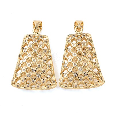Brass Micro Pave Clear Cubic Zirconia Pendants KK-B184-01G-04-1
