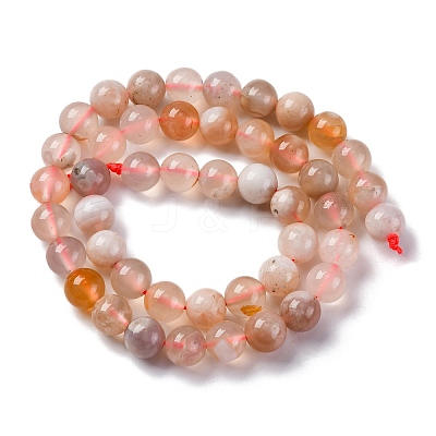 Natural Cherry Blossom Agate Beads Strands G-B130-8mm-02-1