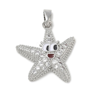 Brass Enamel & Clear Cubic Zirconia Pendants KK-G603-01P-03-1