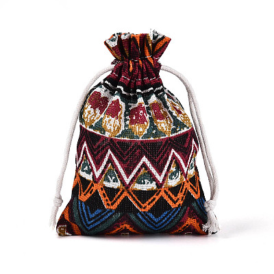 Ethnic Style Burlap Packing Pouches ABAG-N009-06B-01-1