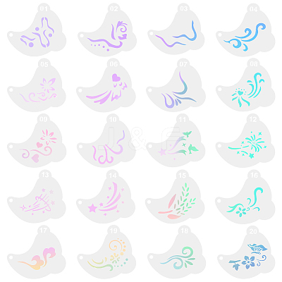 20Pcs PET Tattoo Stencil Templates AJEW-WH20141-12-1