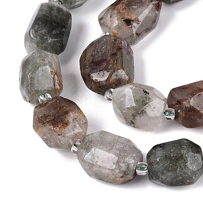 Natural Green Lodolite Quartz/Garden Quartz/Green Phantom Quartz Beads Strands G-N362-07A-04-1