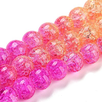Spray Painted Crackle Glass Beads Strands DGLA-C002-8mm-09-1