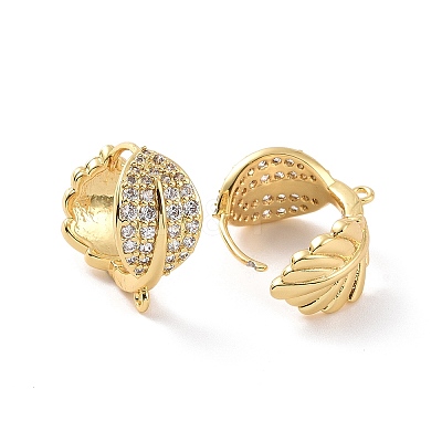 Brass Micro Pave Clear Cubic Zirconia Hoop Earrings ZIRC-F133-14G-1