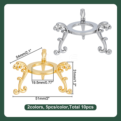 10Pcs 2 Colors Alloy Mineral Display Holder ODIS-AR0001-06-1