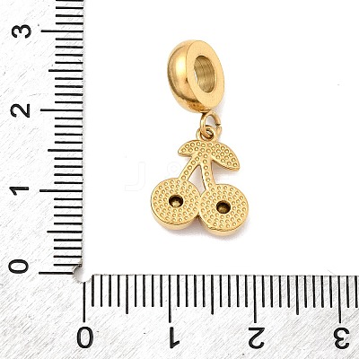 304 Stainless Steel Hyacinth Rhinestone Fruit European Dangle Charms STAS-D153-24G-1
