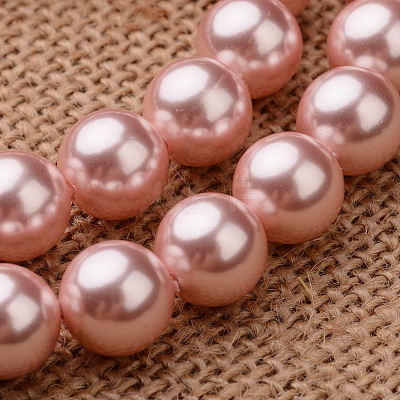 Polished Round Grade A Shell Pearl Bead Strands BSHE-M027-6mm-23-1