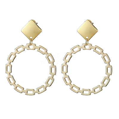 Alloy Rings Dangle Stud Earrings with 304 Stainless Steel Pins EJEW-JE05338-1