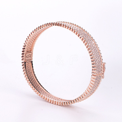 Brass Micro Pave Clear Cubic Zirconia Bangles for Women FS-WG2EB50-03-1