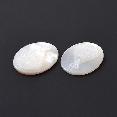 Natural White Shell Cabochons SSHEL-D083-15-1