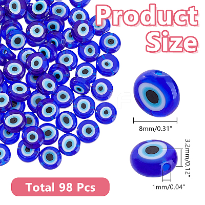 2Strands Handmade Evil Eye Lampwork Beads Strands LAMP-HY0001-14-1