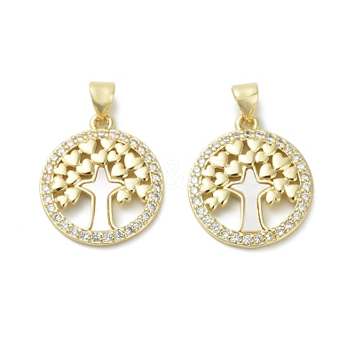 Brass Micro Pave Cubic Zirconia Pendants KK-D384-06G-03-1
