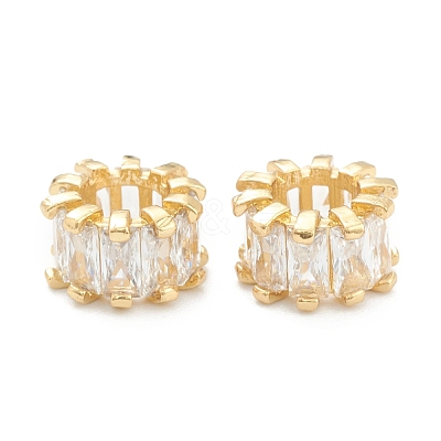Brass Clear Cubic Zirconia European Beads ZIRC-NB010-38G-1
