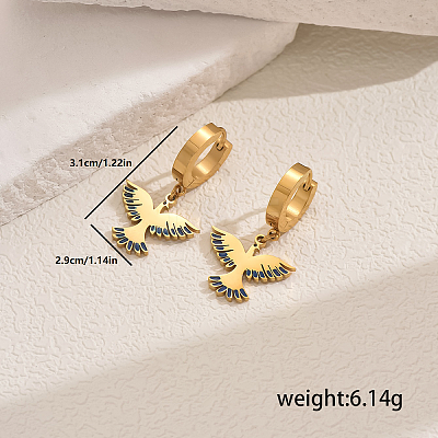 Metal Bird 201 Stainless Steel Hoop Earrings for Women Daily Versatile Jewelry SE6238-4-1