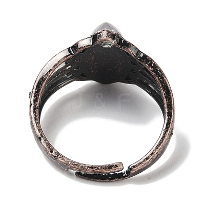 Natural Quartz Crystal Horse Eye Adjustable Rings RJEW-K271-05R-14-1
