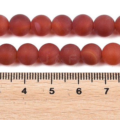 Frosted Natural Red Agate Beads Strands LS-G-F372-8mm-01-1