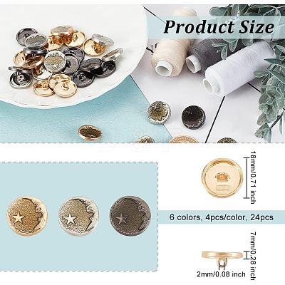 36Pcs 3 Colors Alloy Shank Buttons BUTT-OC0001-30-1