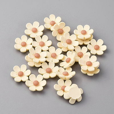 Opaque Resin Flower Cabochons CRES-WH0010-053A-01-1