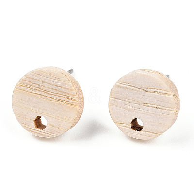 Ash Wood Stud Earring Findings EJEW-N017-011T-1