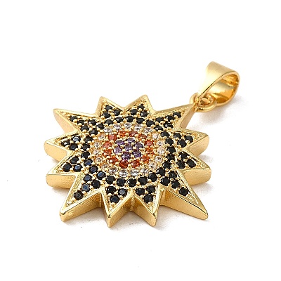 Brass Cubic Zirconia Pendants KK-K275-05G-1